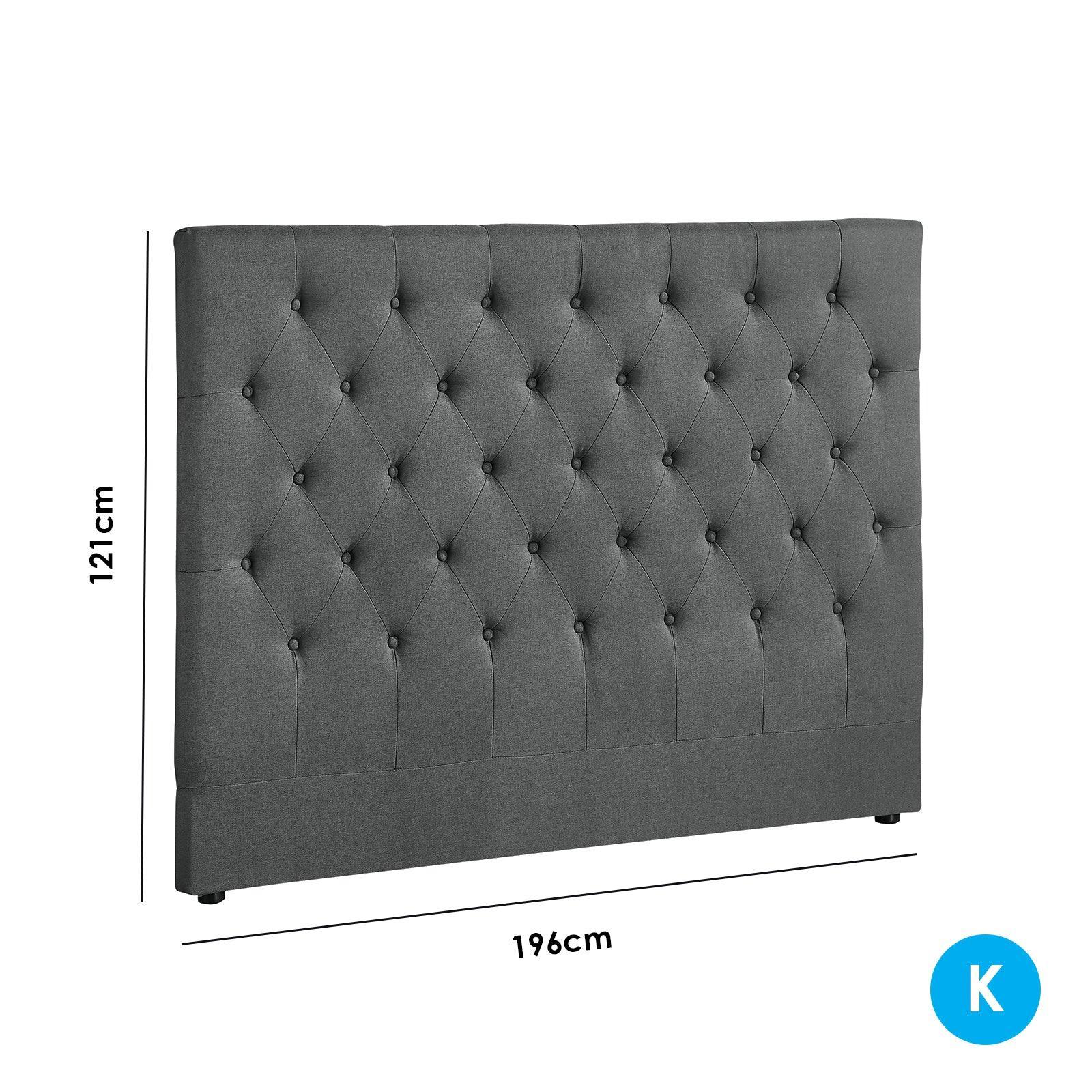 Milano Decor Madrid Tufted Charcoal Bed Head Headboard Bedhead Upholstered - King - Charcoal - John Cootes