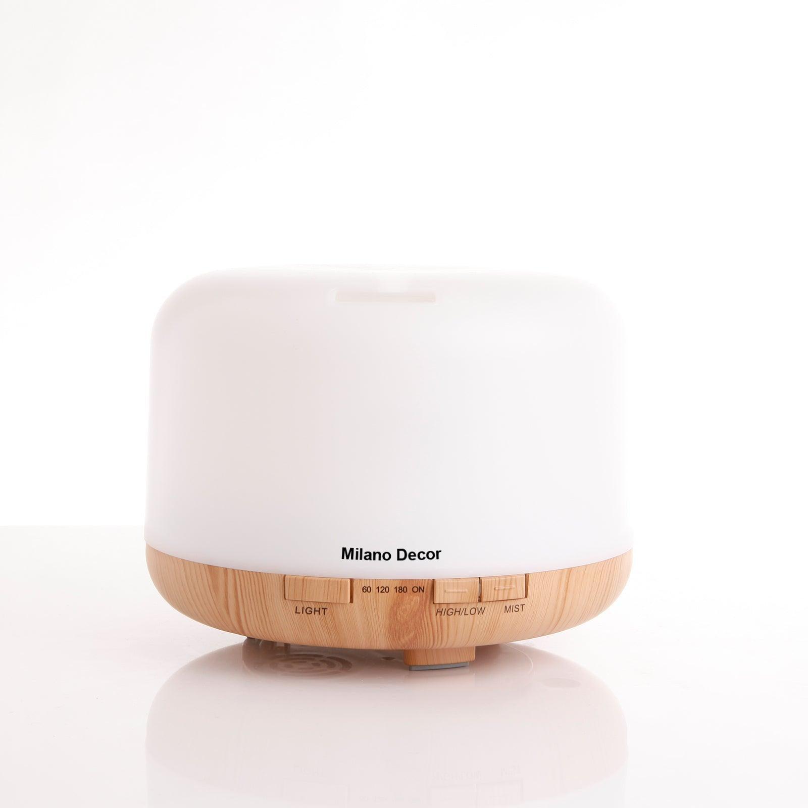 Milano Decor Mood Light Diffuser 500ml Ultrasonic Humidifier With 3 Pack Oils - Light Wood - John Cootes