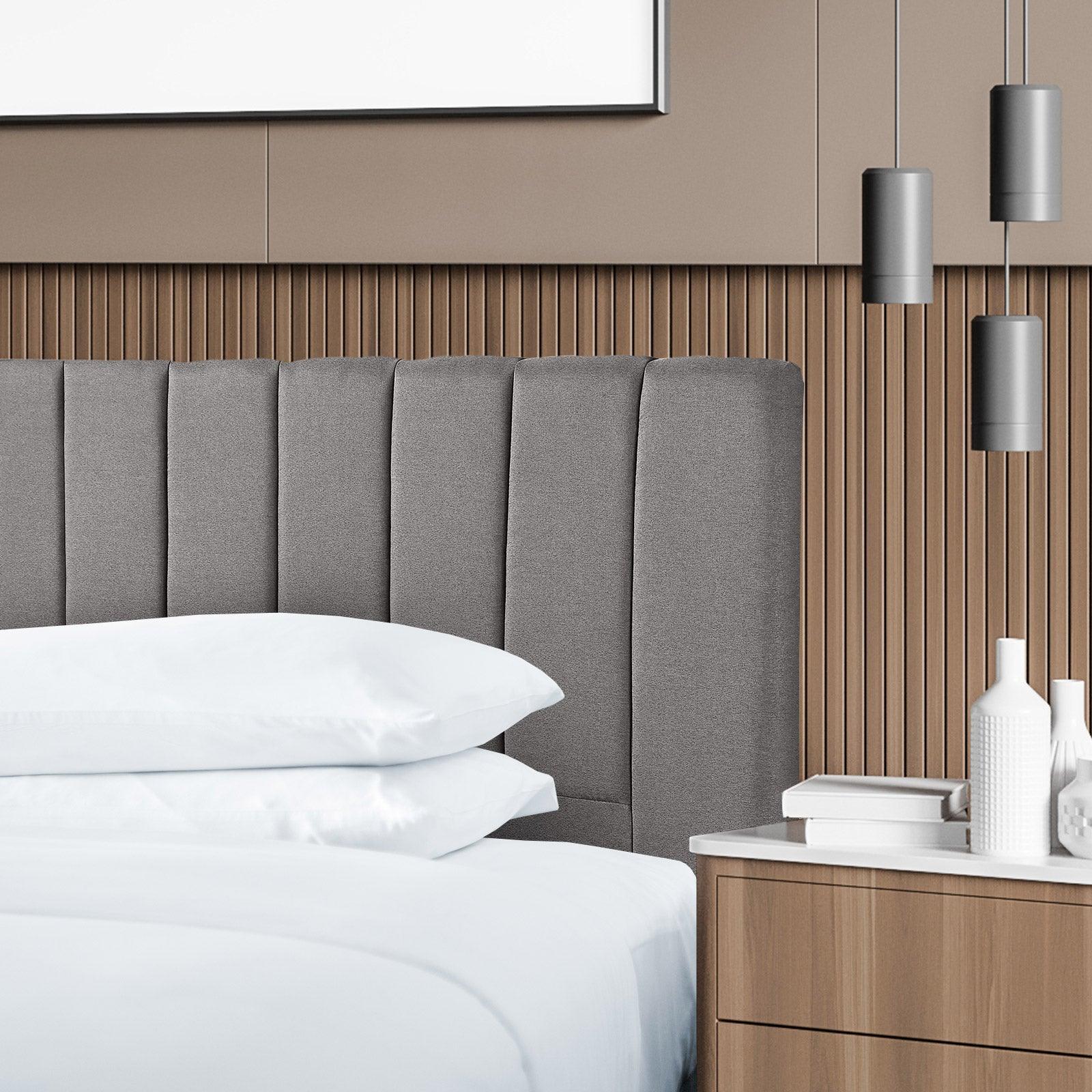 Milano Decor Valencia Mid Grey Bed Head Headboard Bedhead Upholstered - King - Mid Grey - John Cootes