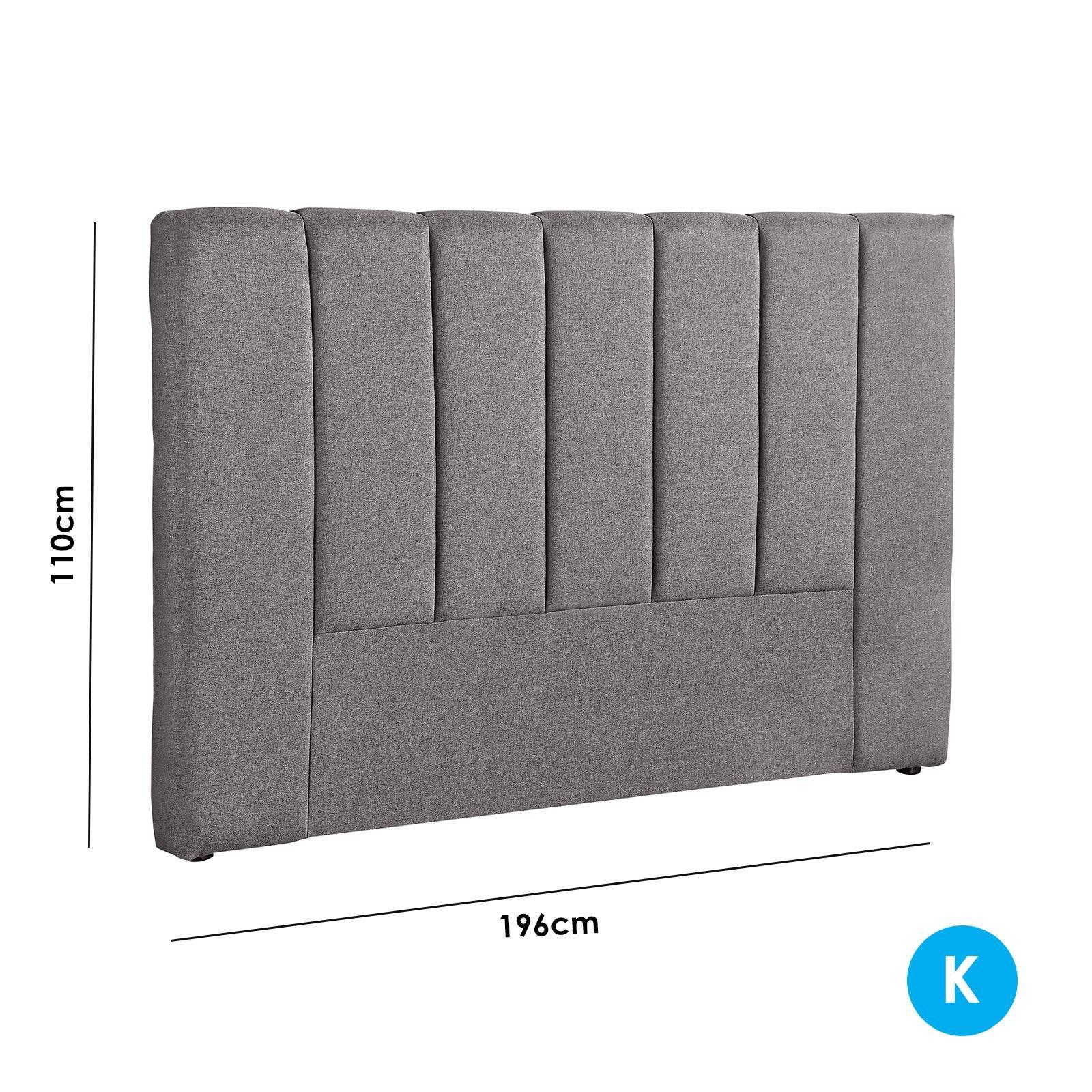 Milano Decor Valencia Mid Grey Bed Head Headboard Bedhead Upholstered - King - Mid Grey - John Cootes