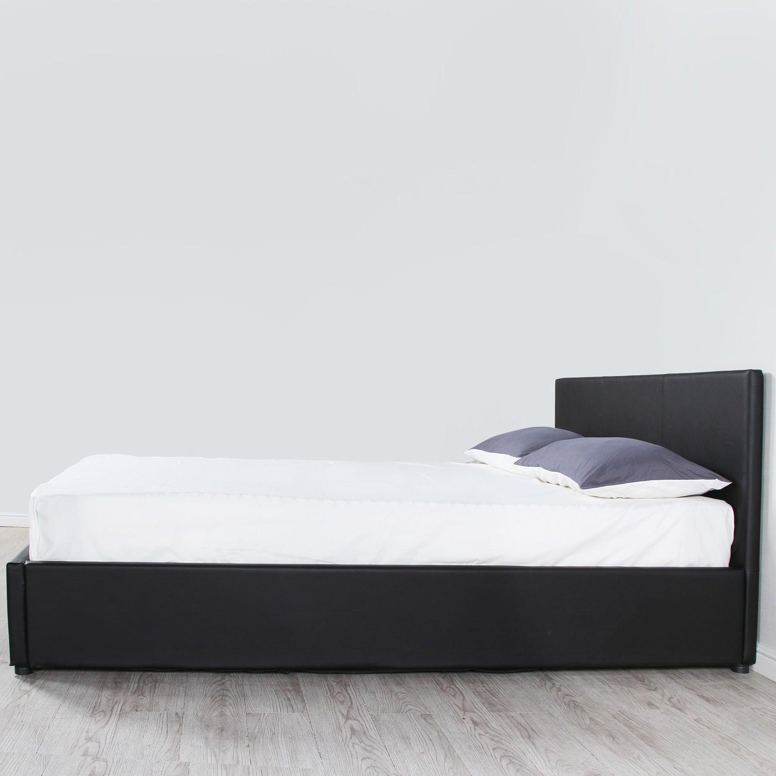 Milano Luxury Gas Lift Bed Frame And Headboard Double Queen King Black Dark Grey - Double - Black - John Cootes