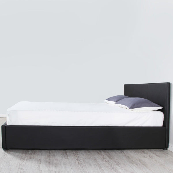 Milano Luxury Gas Lift Bed Frame And Headboard Double Queen King Black Dark Grey - Double - Black - John Cootes