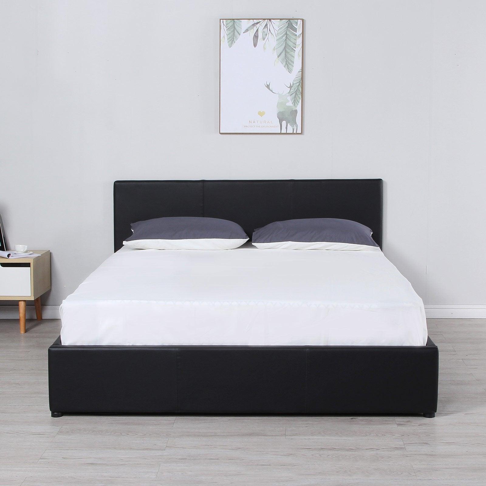 Milano Luxury Gas Lift Bed Frame And Headboard Double Queen King Black Dark Grey - Double - Black - John Cootes