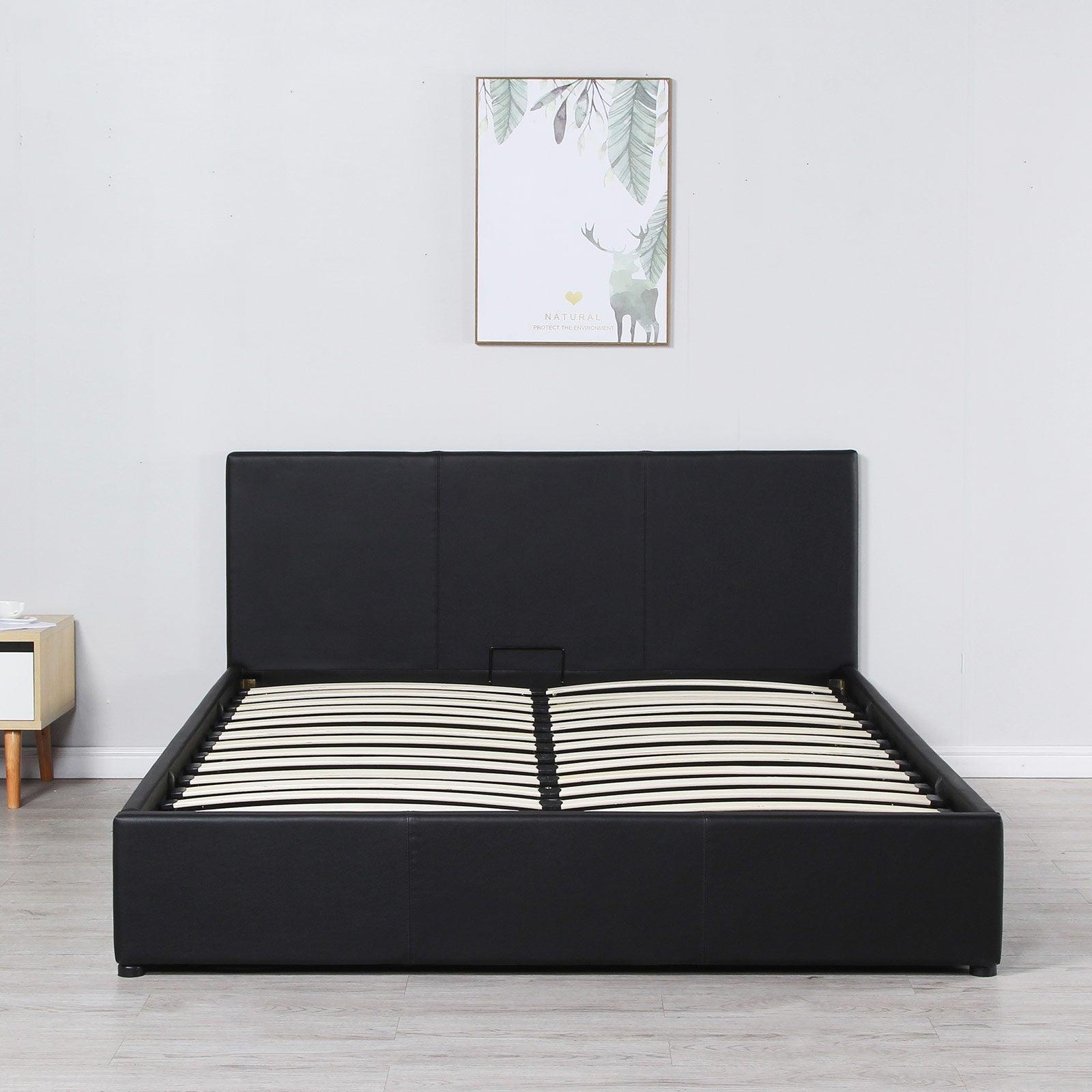 Milano Luxury Gas Lift Bed Frame And Headboard Double Queen King Black Dark Grey - Double - Black - John Cootes