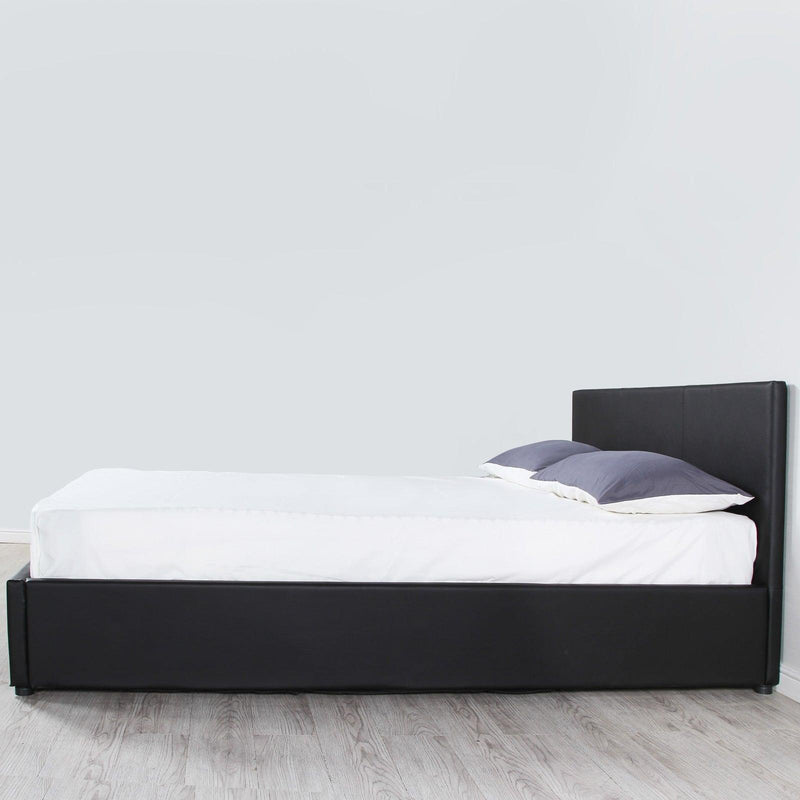 Milano Luxury Gas Lift Bed Frame And Headboard Double Queen King Black Dark Grey - King - Black - John Cootes