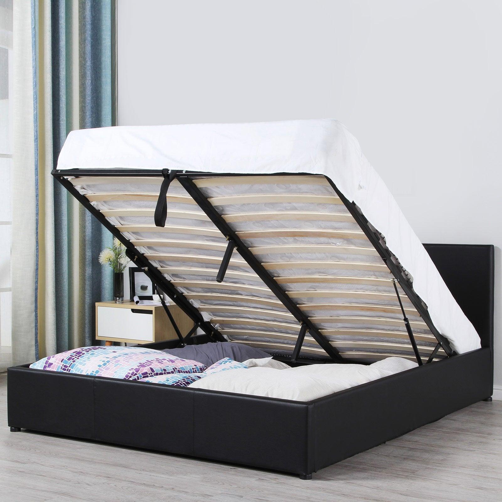 Milano Luxury Gas Lift Bed Frame And Headboard - Queen - Black - John Cootes