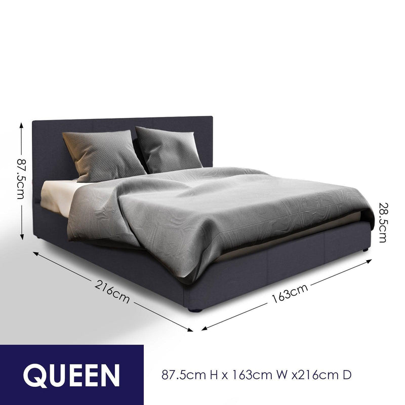 Milano Luxury Gas Lift Bed Frame And Headboard - Queen - Black - John Cootes