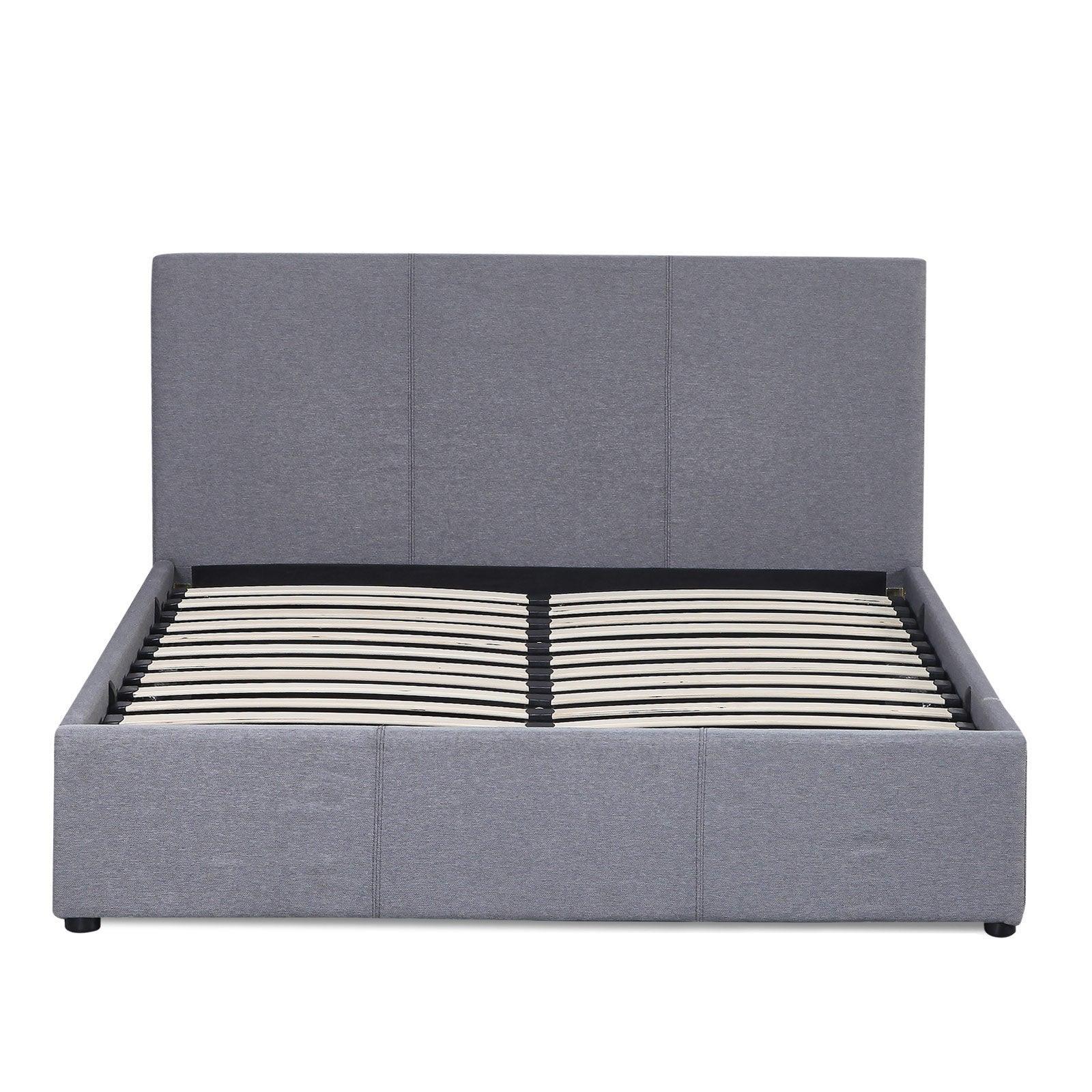 Milano Luxury Gas Lift Bed Frame Base And Headboard With Storage - Double - Grey - John Cootes