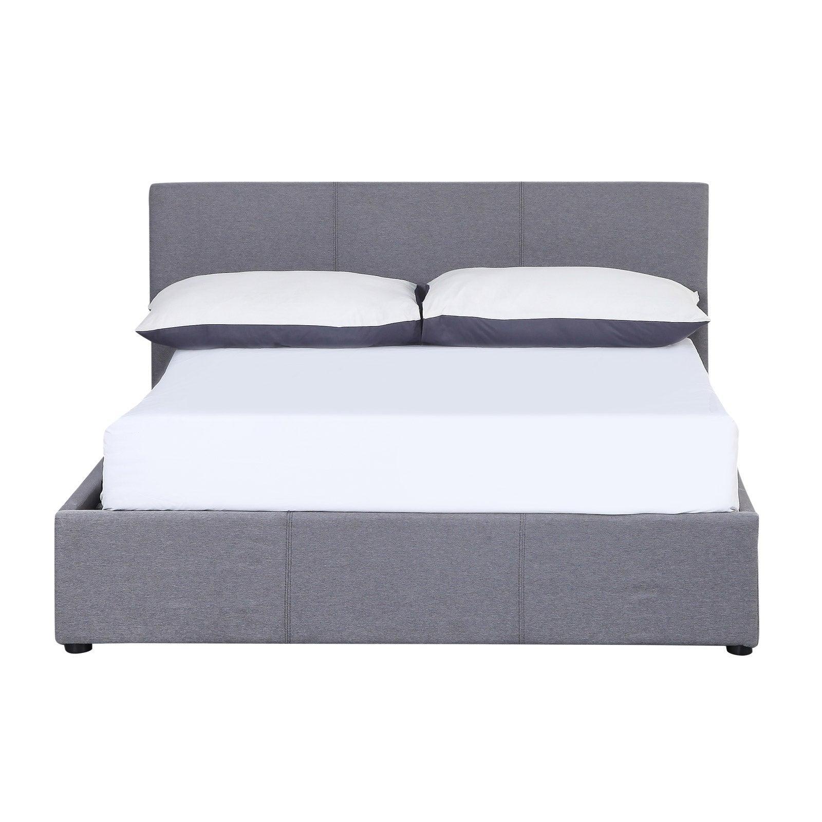 Milano Luxury Gas Lift Bed Frame Base And Headboard With Storage - Double - Grey - John Cootes