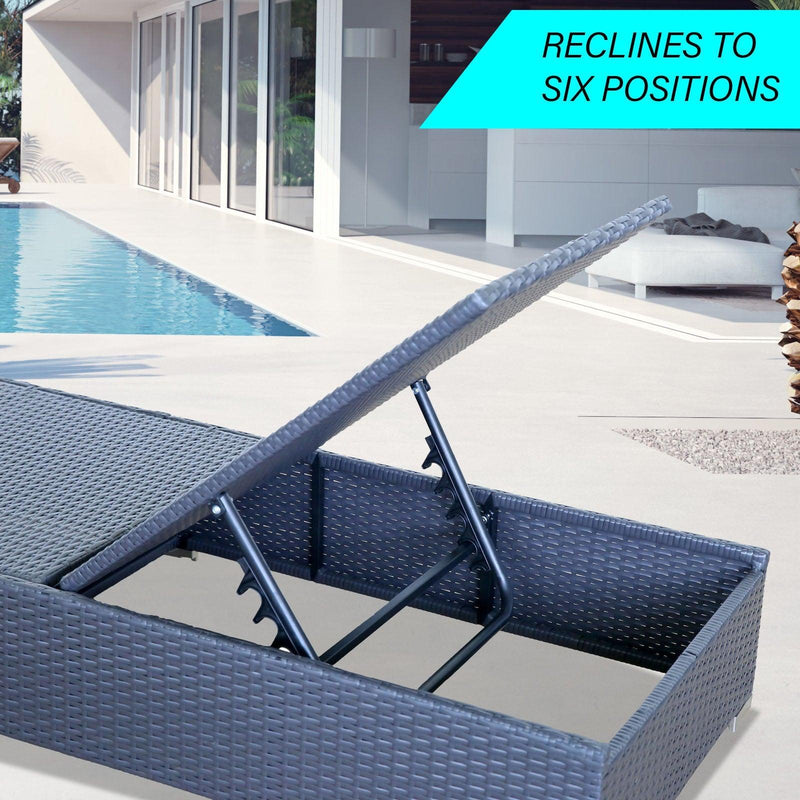 Milano Outdoor 3pc Sun Lounge Pool Bed Deck Rattan Chair Adjustable Furniture - John Cootes