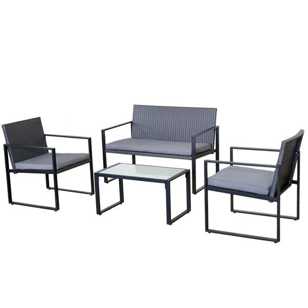 Milano Outdoor Furniture 4pc Rattan Patio Setting Coffee Table Chairs Set Garden - John Cootes