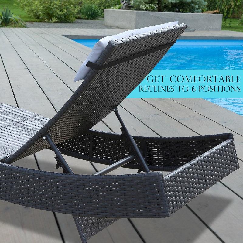 Milano Outdoor Sun Lounge Pool Bed Deck Rattan Chair Curved Design Wicker Sofa - John Cootes