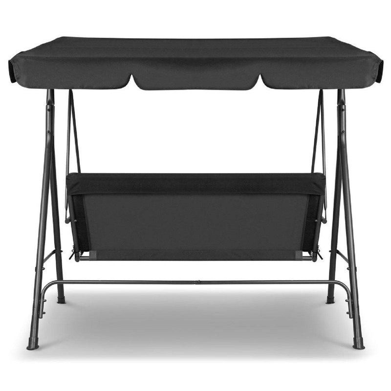 Milano Outdoor Swing Bench Seat Chair Canopy Furniture 3 Seater Garden Hammock - Black - John Cootes