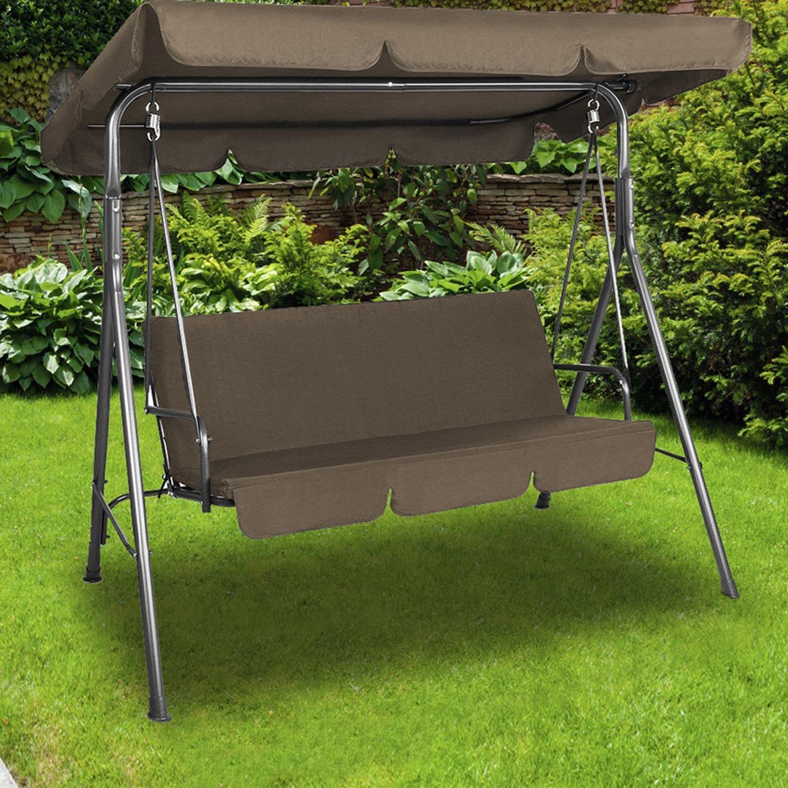 Milano Outdoor Swing Bench Seat Chair Canopy Furniture 3 Seater Garden Hammock - Coffee - John Cootes