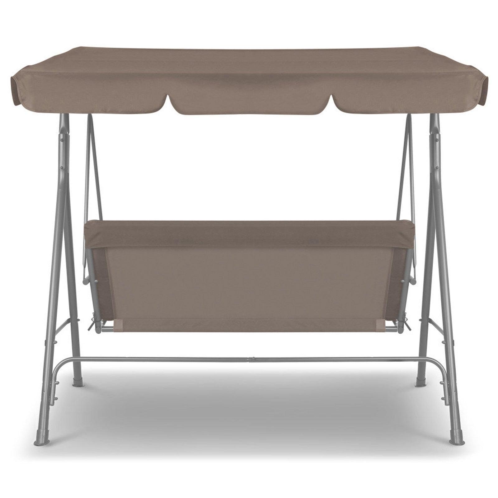 Milano Outdoor Swing Bench Seat Chair Canopy Furniture 3 Seater Garden Hammock - Coffee - John Cootes