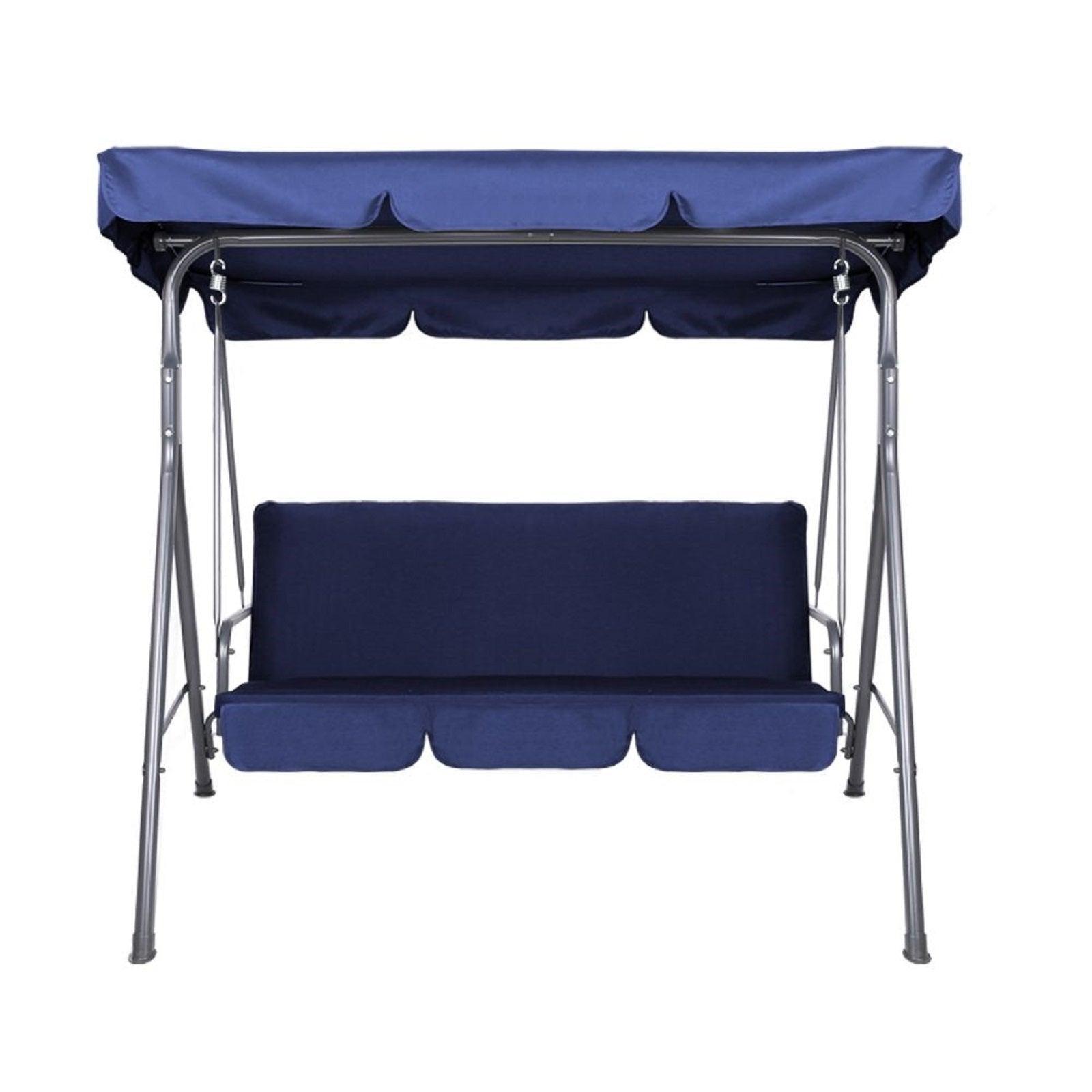 Milano Outdoor Swing Bench Seat Chair Canopy Furniture 3 Seater Garden Hammock - Dark Blue - John Cootes