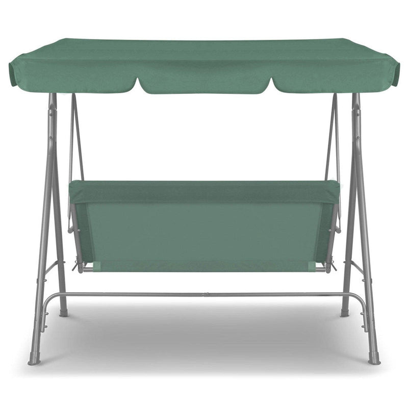 Milano Outdoor Swing Bench Seat Chair Canopy Furniture 3 Seater Garden Hammock - Dark Green - John Cootes
