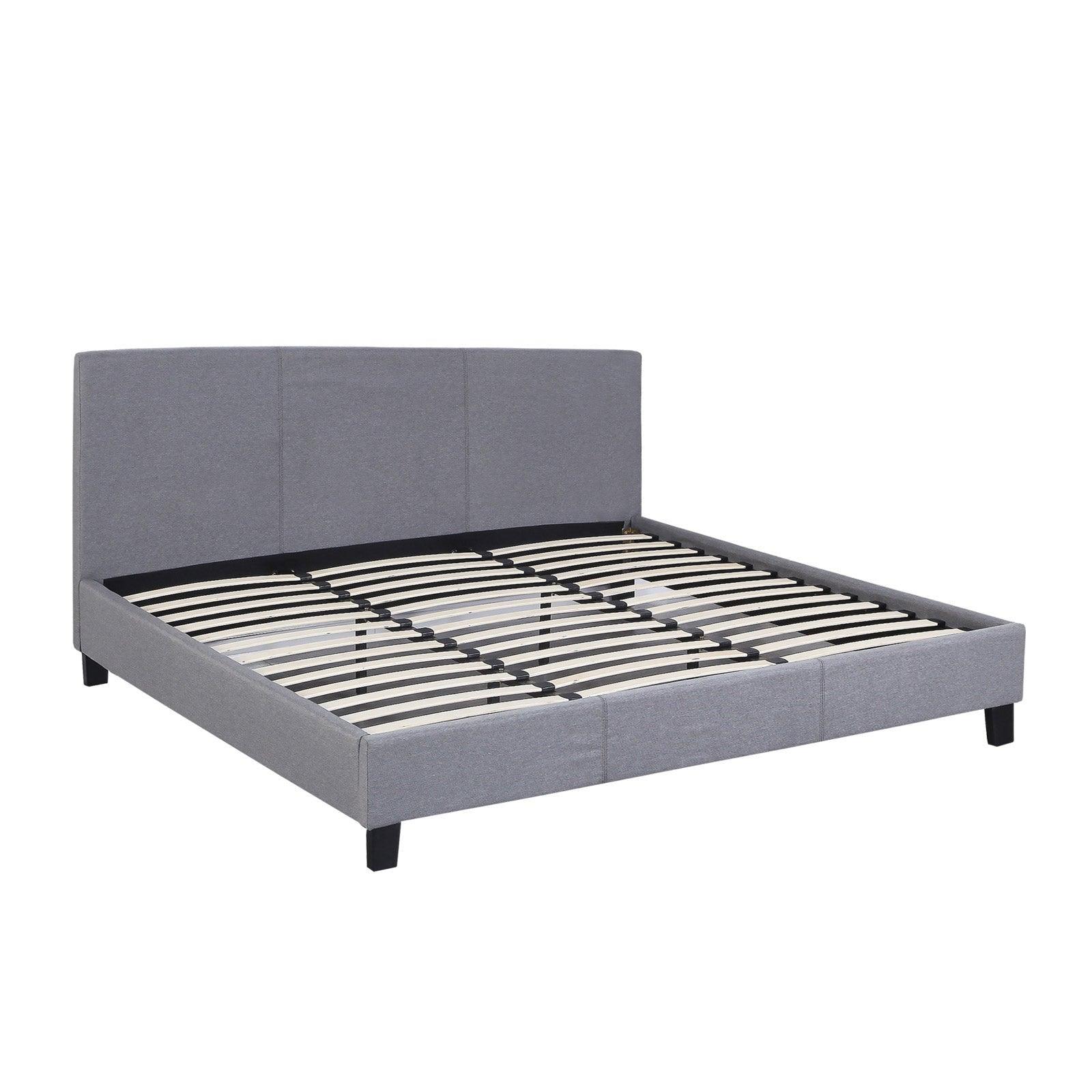 Milano Sienna Luxury Bed Frame Base And Headboard Solid Wood Padded Linen Fabric - Double - Grey - John Cootes