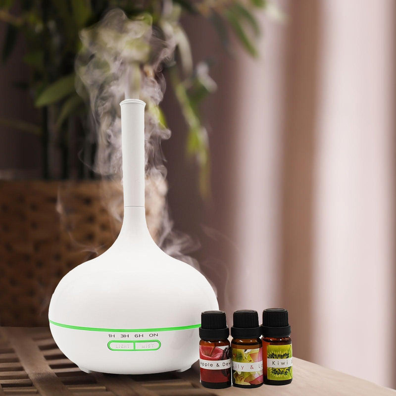 Milano Supreme Ultrasonic 400ml Aromatherapy Humidifier Diffuser LED with 3 Oils - White - John Cootes