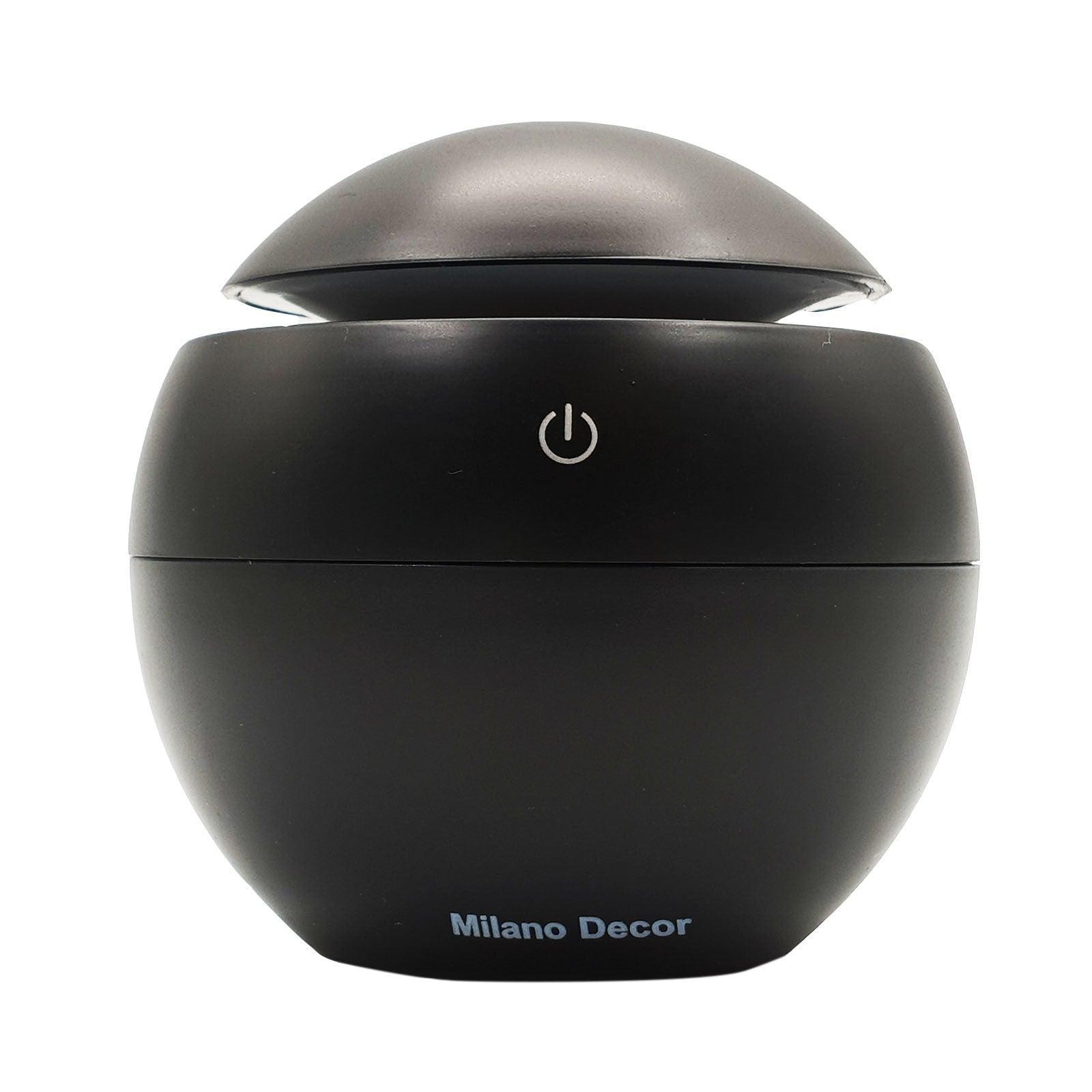 Milano Ultrasonic USB Diffuser with 10 Aroma Oils Humidifier LED Light 130ml - Black - John Cootes