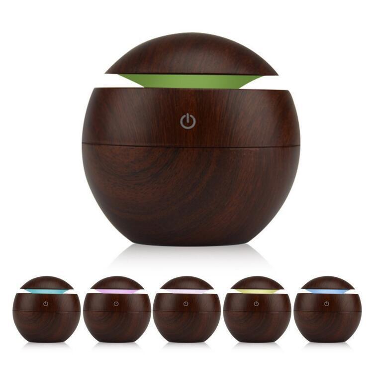 Milano Ultrasonic USB Diffuser with 10 Aroma Oils Humidifier LED Light 130ml - Dark Wood - John Cootes