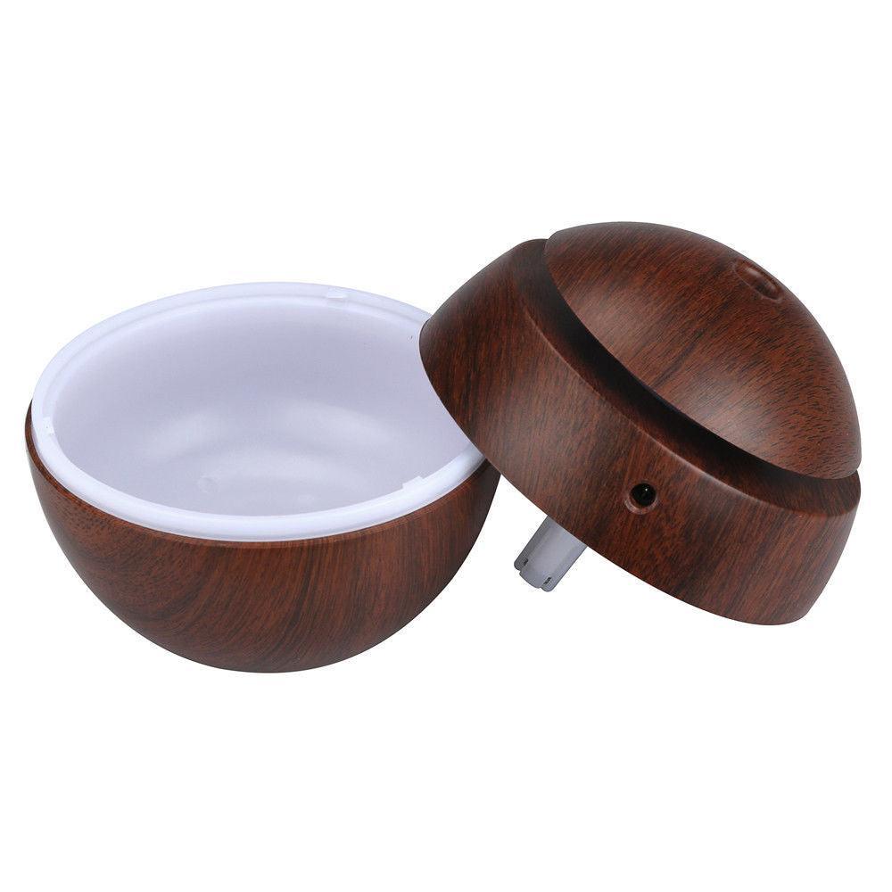 Milano Ultrasonic USB Diffuser with 10 Aroma Oils Humidifier LED Light 130ml - Dark Wood - John Cootes