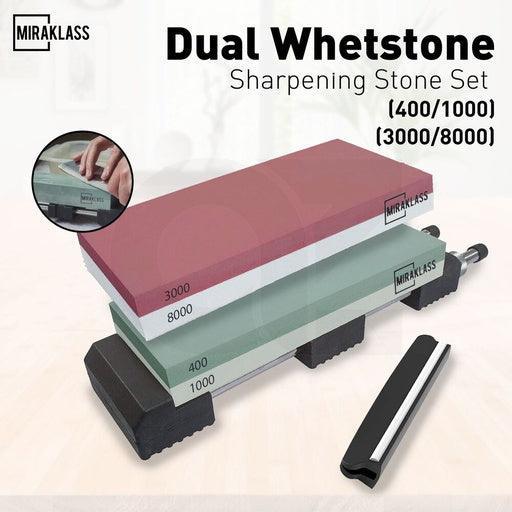 Miraklass Dual Sharpening Premium Whetstone Knife Waterstone Grind Knife Sharpener Grit Set (400/1000 + 3000/8000) - John Cootes