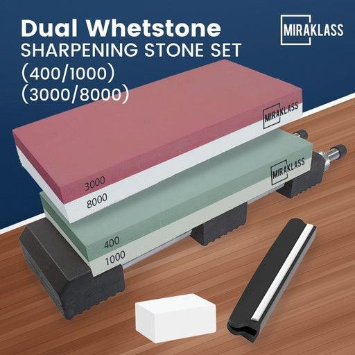 Miraklass Dual Sharpening Premium Whetstone Knife Waterstone Grind Knife Sharpener Grit Set (400/1000 + 3000/8000) - John Cootes
