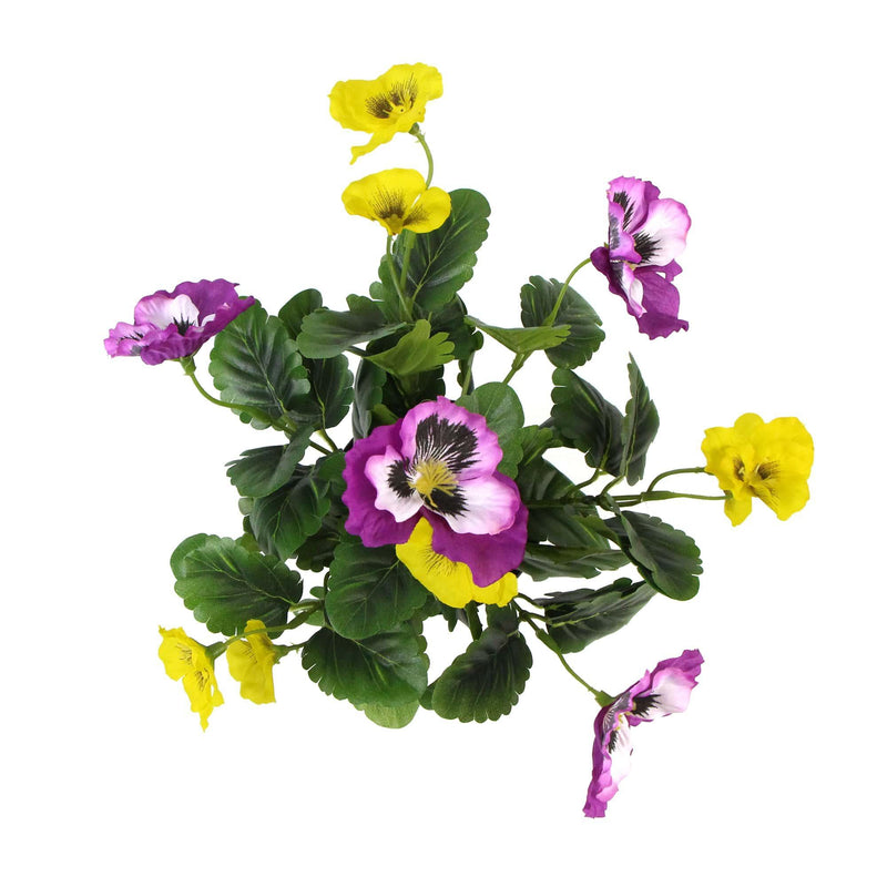 Mixed Pink And Yellow Flowering Potted Artificial Pansy Plants 25cm - John Cootes