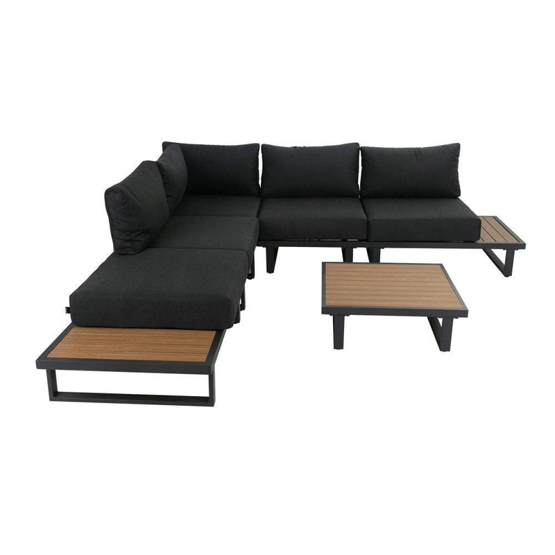 Modern Outdoor 6 Piece Lounge Set with Slatted Polywood Design - John Cootes