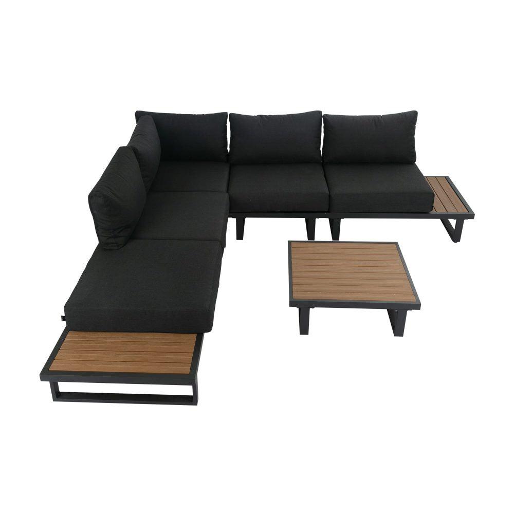 Modern Outdoor 6 Piece Lounge Set with Slatted Polywood Design - John Cootes