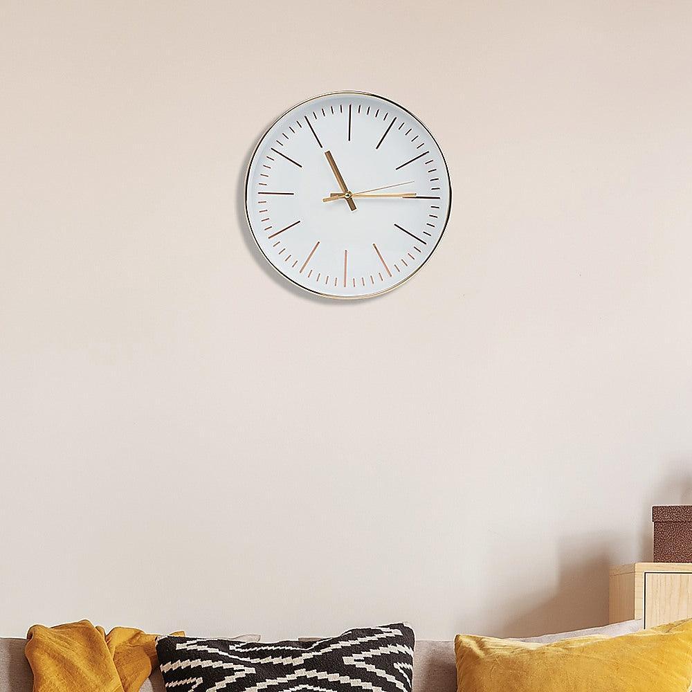 Modern Wall Clock Silent Non-Ticking Quartz Battery Operated Gold - John Cootes