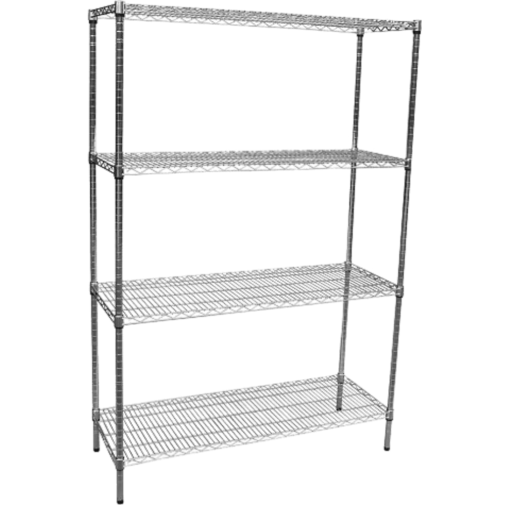 Modular Chrome Wire Storage Shelf 1200 x 450 x 1800 Steel Shelving - John Cootes