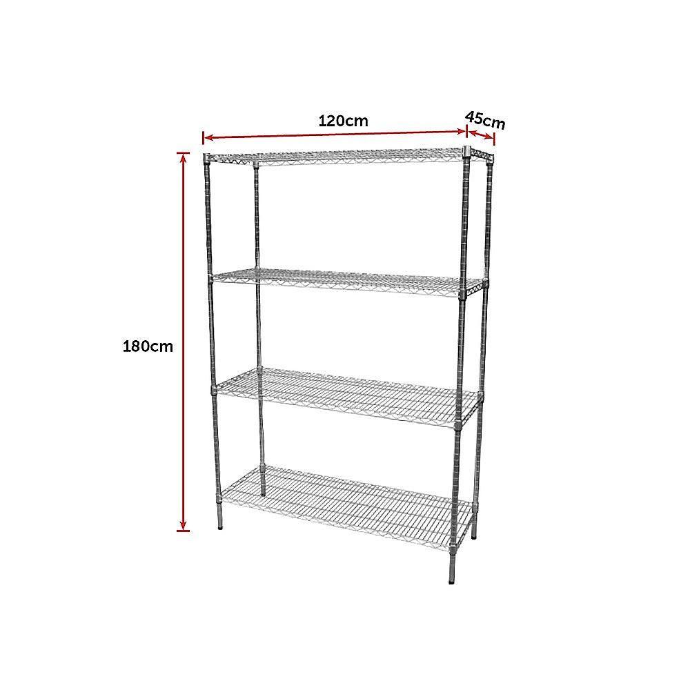 Modular Chrome Wire Storage Shelf 1200 x 450 x 1800 Steel Shelving - John Cootes