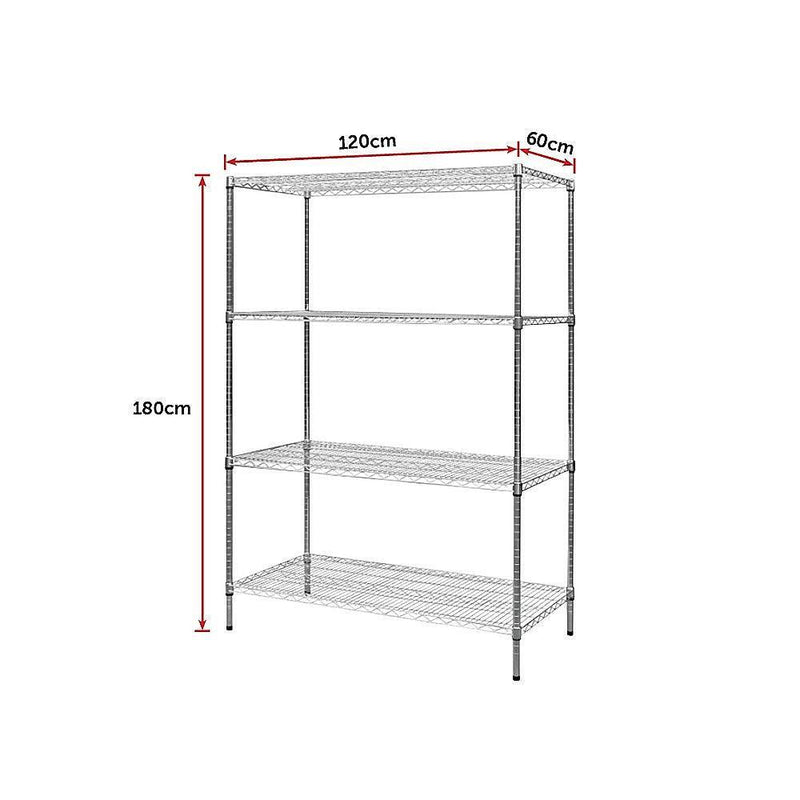 Modular Chrome Wire Storage Shelf 1200 x 600 x 1800 Steel Shelving - John Cootes