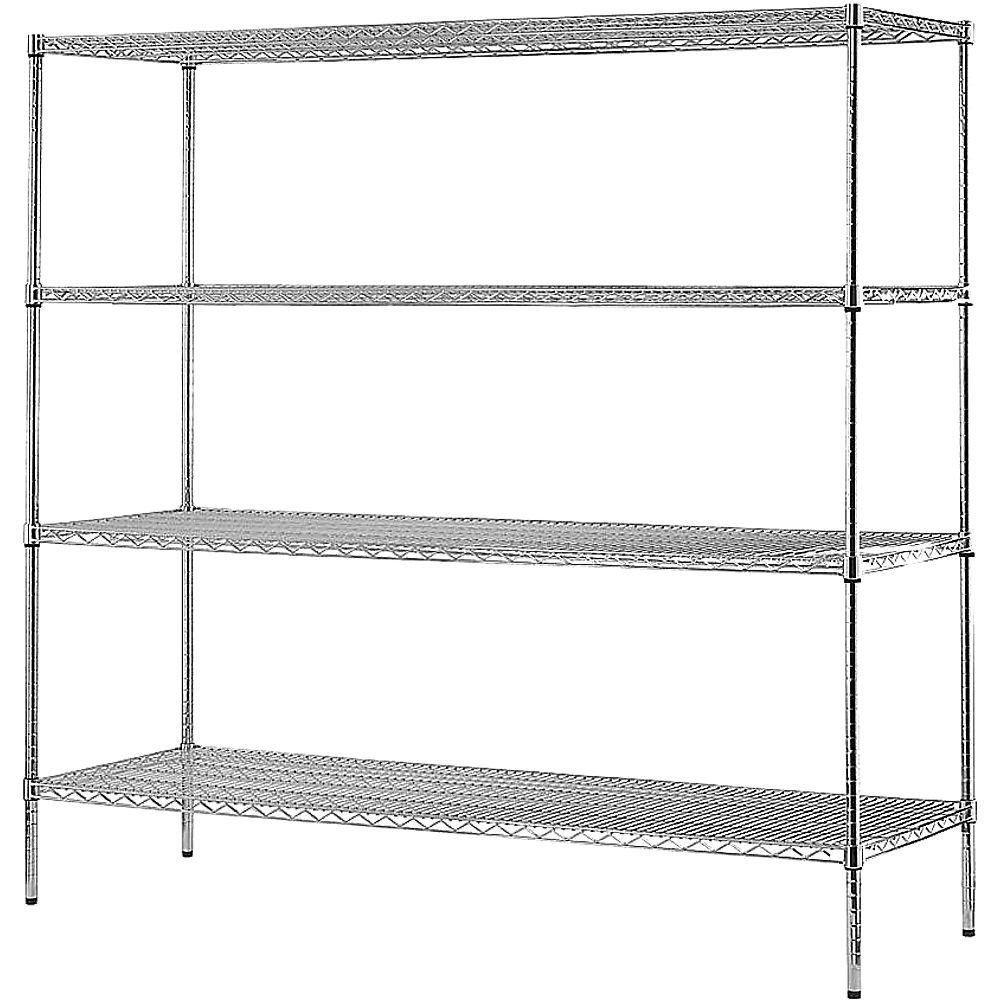 Modular Chrome Wire Storage Shelf 1500 x 350 x 1800 Steel Shelving - John Cootes