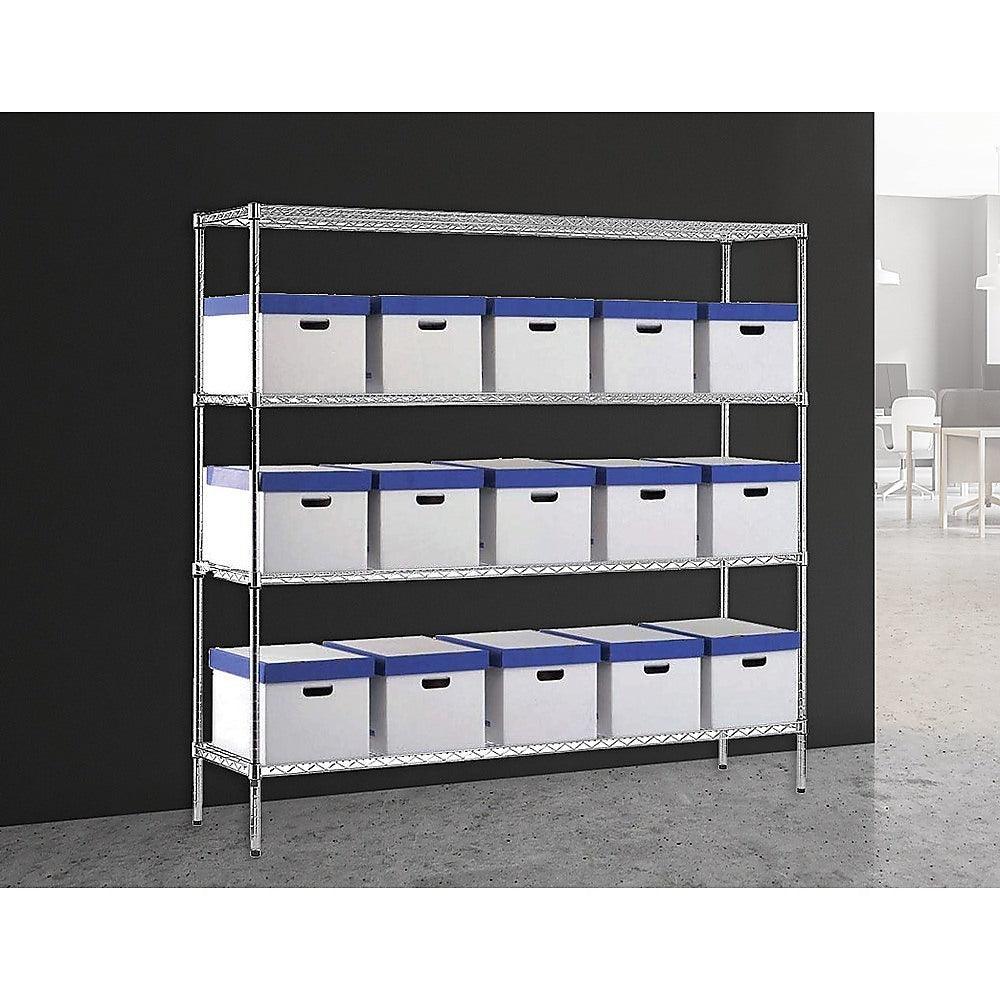 Modular Chrome Wire Storage Shelf 1500 x 350 x 1800 Steel Shelving - John Cootes