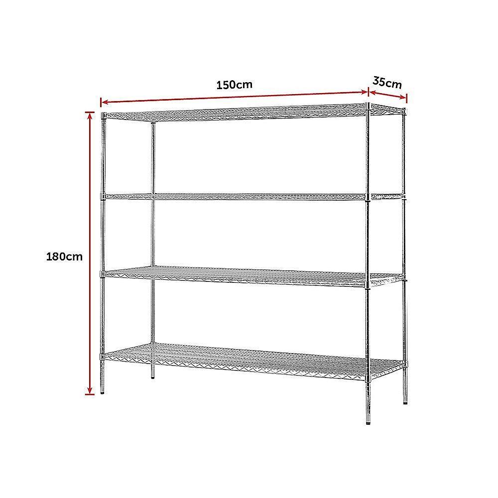 Modular Chrome Wire Storage Shelf 1500 x 350 x 1800 Steel Shelving - John Cootes