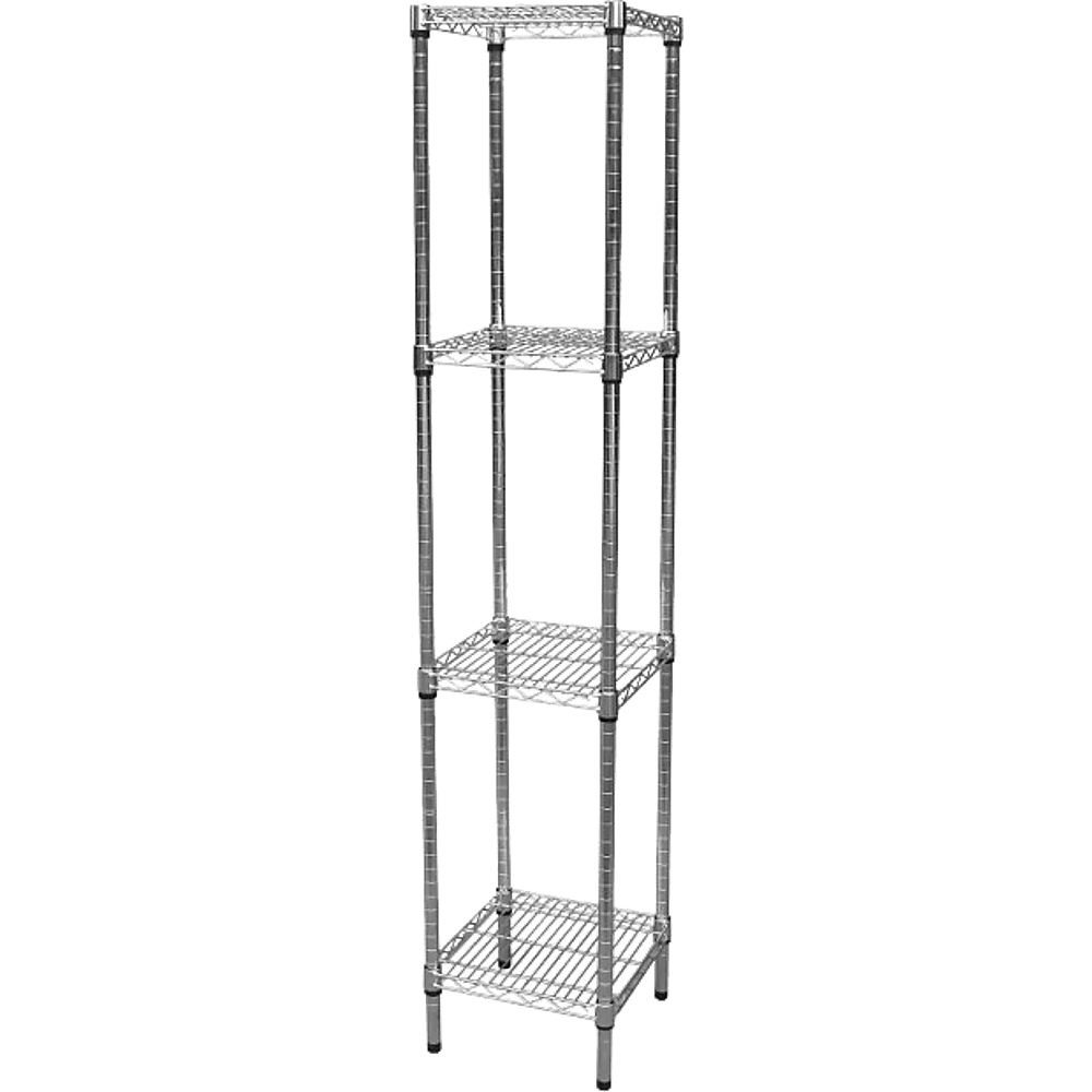 Modular Chrome Wire Storage Shelf 350 x 350 x 1800 Steel Shelving - John Cootes