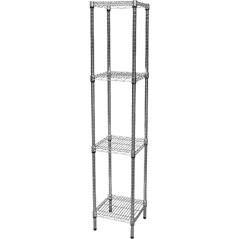 Modular Chrome Wire Storage Shelf 350 x 350 x 1800 Steel Shelving - John Cootes