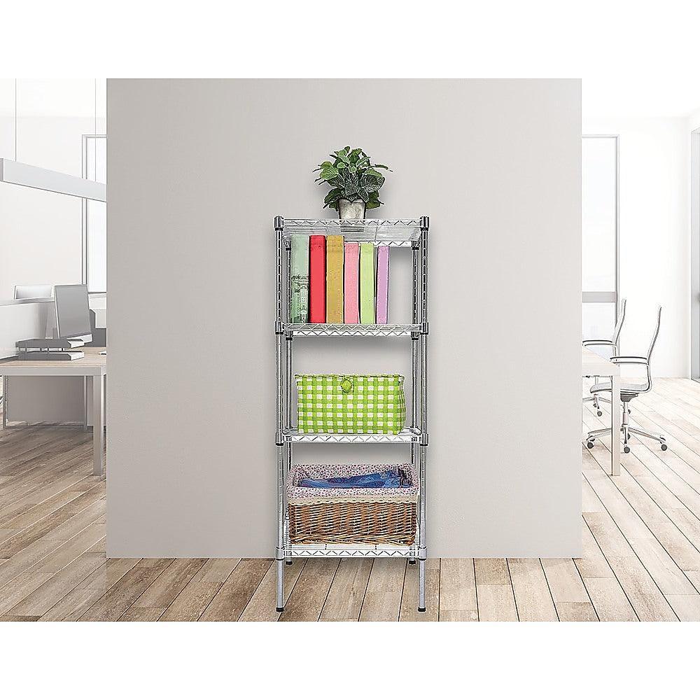 Modular Chrome Wire Storage Shelf 350 x 350 x 1800 Steel Shelving - John Cootes