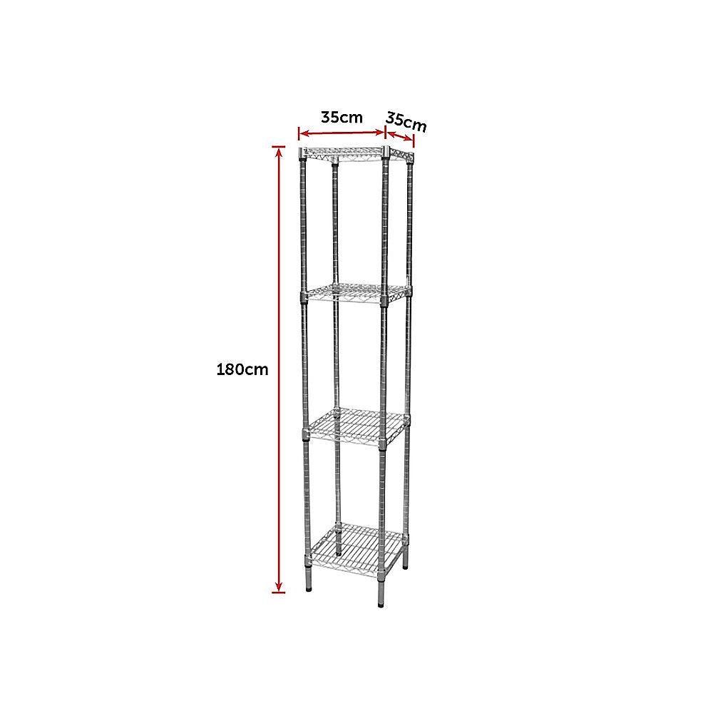 Modular Chrome Wire Storage Shelf 350 x 350 x 1800 Steel Shelving - John Cootes