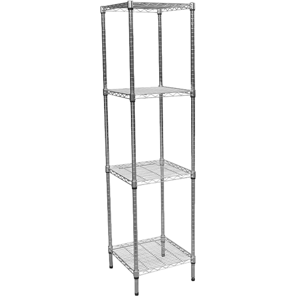 Modular Chrome Wire Storage Shelf 450 x 450 x 1800 Steel Shelving - John Cootes