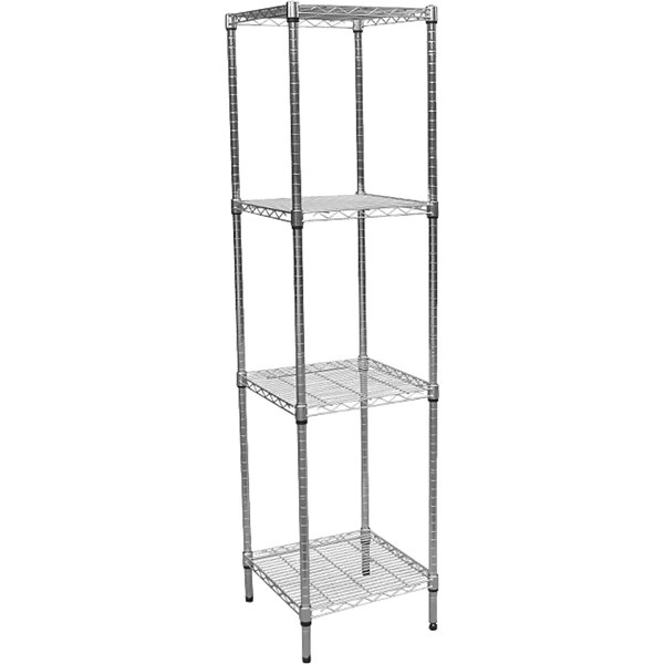 Modular Chrome Wire Storage Shelf 450 x 450 x 1800 Steel Shelving - John Cootes
