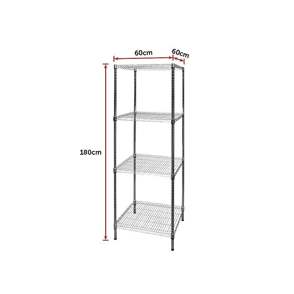 Modular Chrome Wire Storage Shelf 600 x 600 x 1800 Steel Shelving - John Cootes