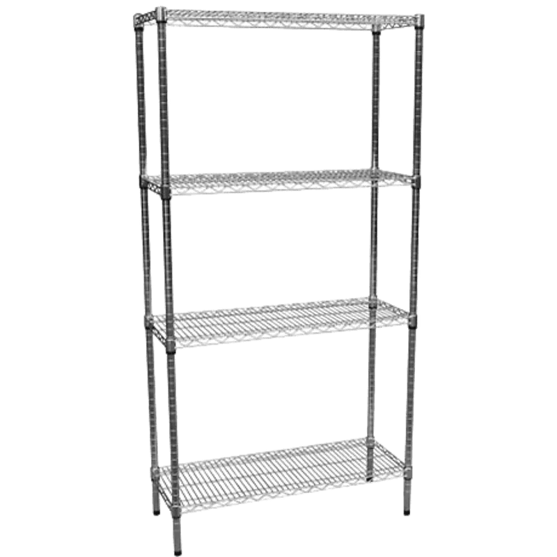 Modular Chrome Wire Storage Shelf 900 x 350 x 1800 Steel Shelving - John Cootes