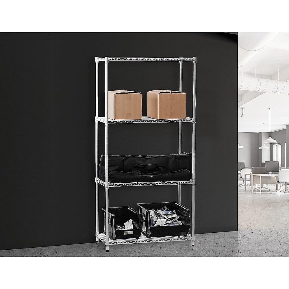 Modular Chrome Wire Storage Shelf 900 x 350 x 1800 Steel Shelving - John Cootes