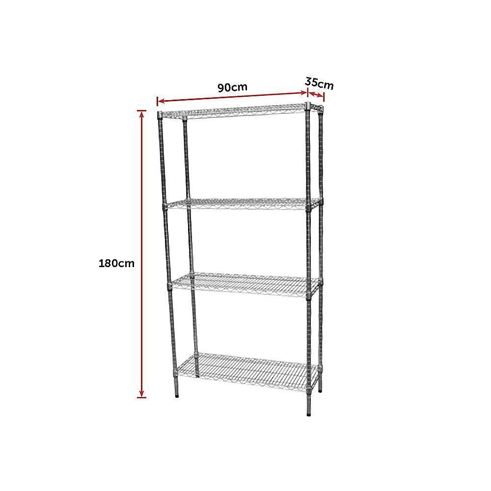 Modular Chrome Wire Storage Shelf 900 x 350 x 1800 Steel Shelving - John Cootes