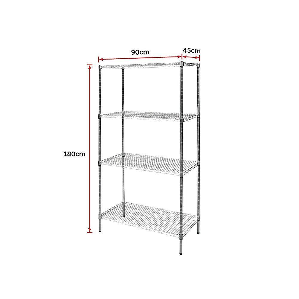 Modular Chrome Wire Storage Shelf 900 x 450 x 1800 Steel Shelving - John Cootes