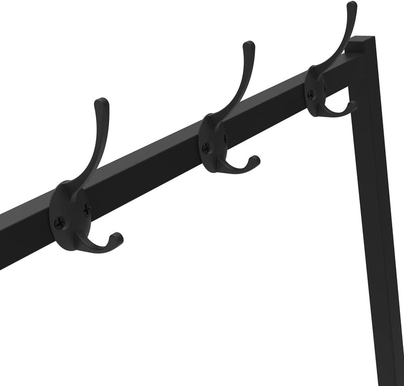 Multifunctional 5 In 1 Coat rack Entryway Hall Tree with Shoe Storage and Dressing Mirror (Black, 190 x 81 cm) - John Cootes